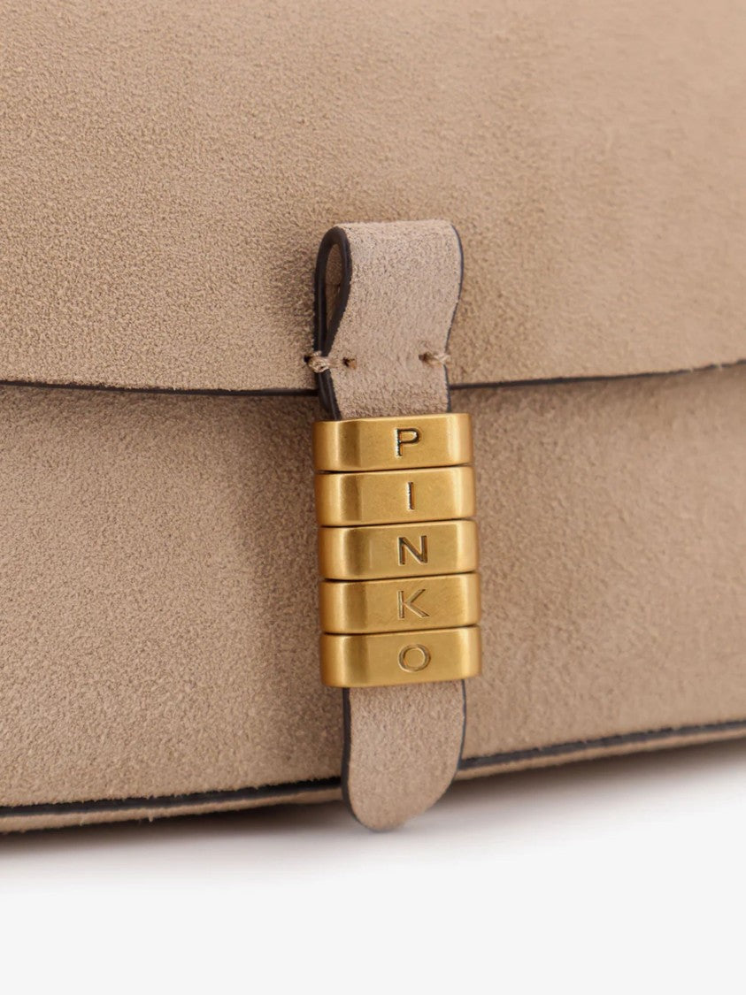 Pinko Saddle Gold-Tone Flat Shoulder Bag