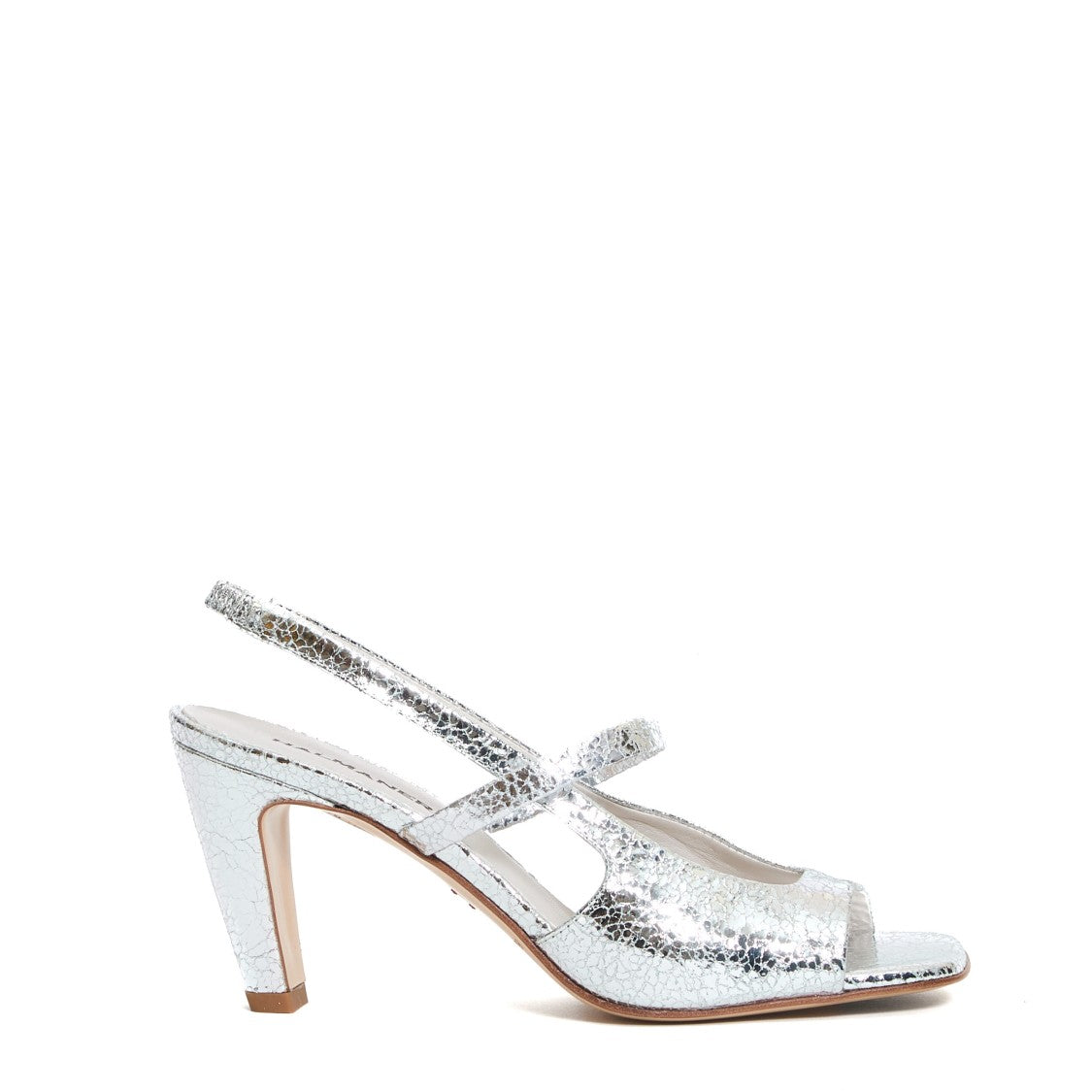Halmanera Silver Crackle Sandal 80Mm Heel