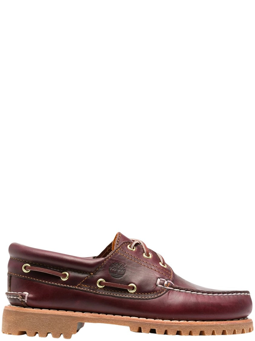Timberland Burgundy Timberland 3-Eye Lug Leather Boat Shoe