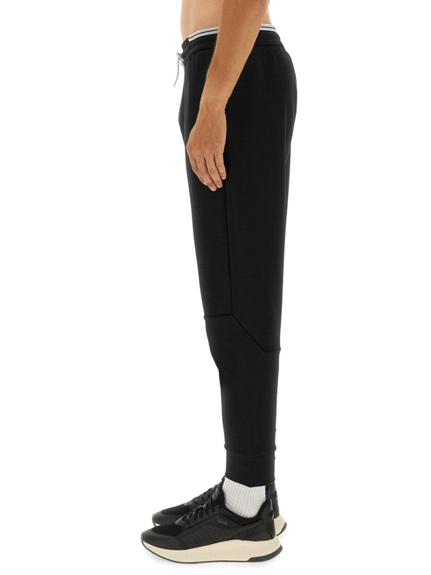 Boss Tapered Fit Black Cotton Blend Pants