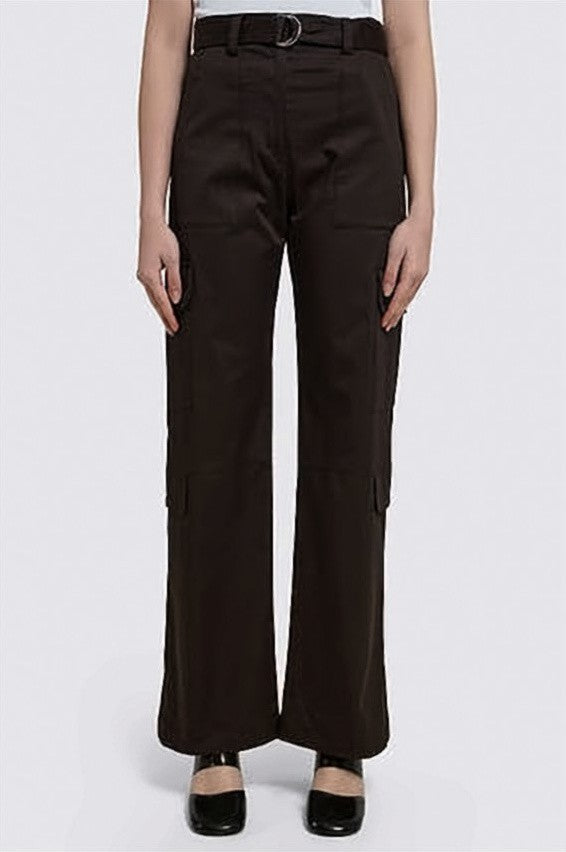 Msgm High-Waisted Straight-Leg Pants With Matching Belt And Flap Pockets