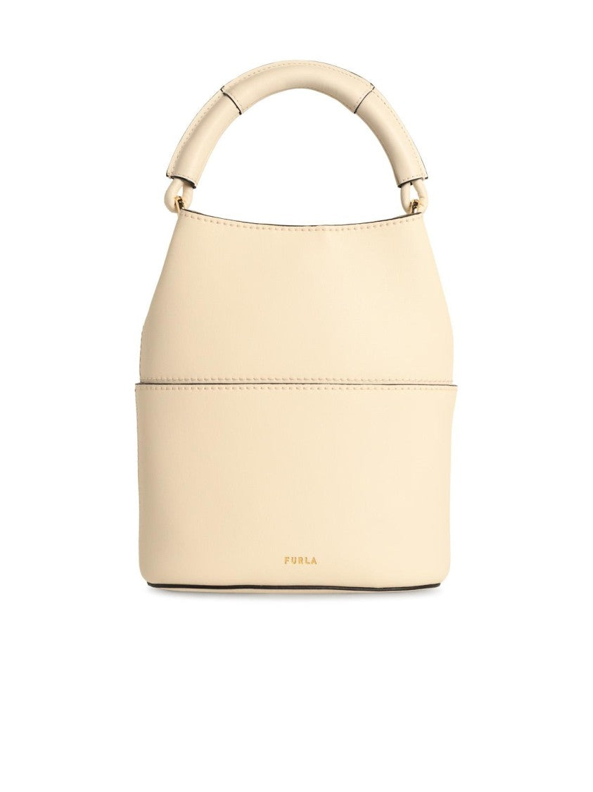 Furla Cream Leather 'Sfera' Mini Bucket Bag