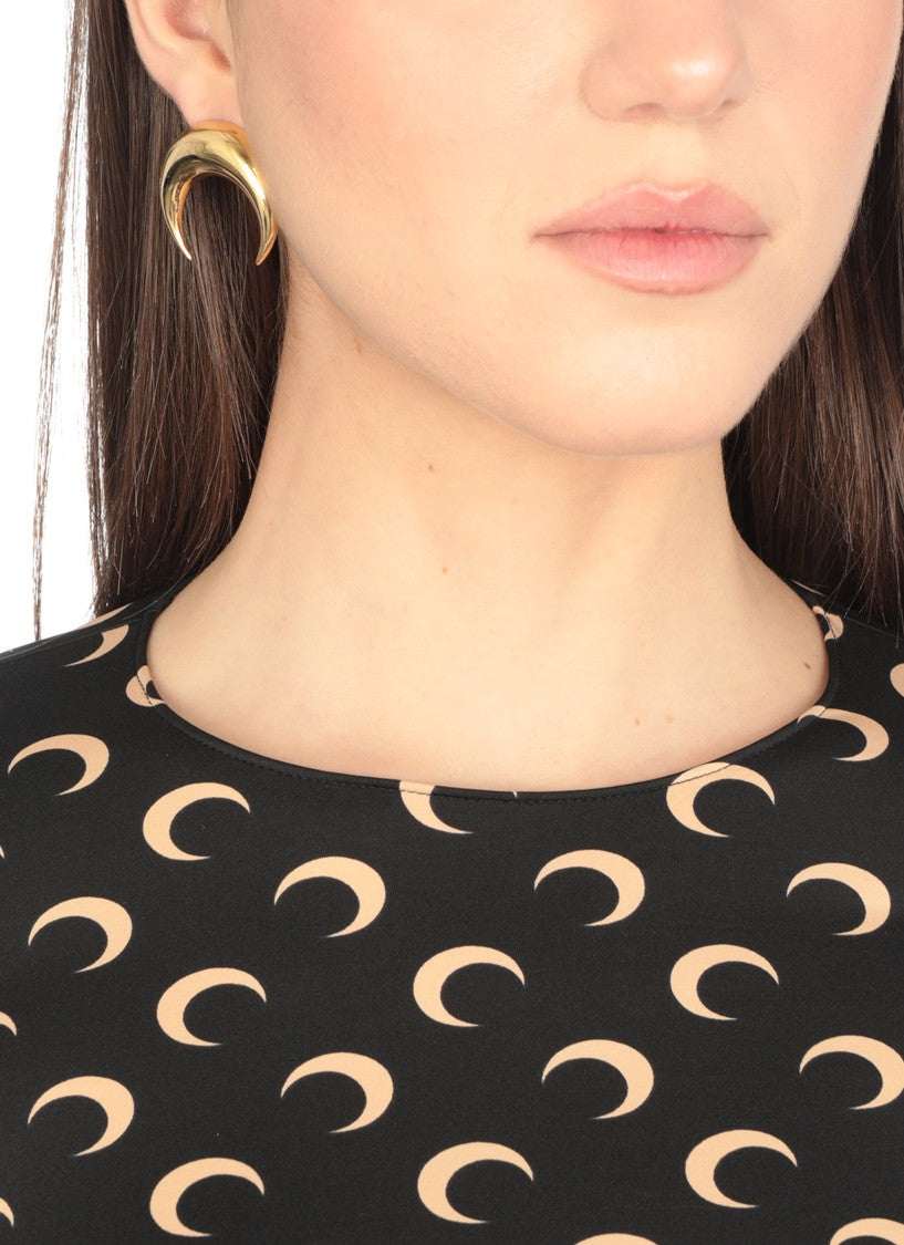 Marine Serre Crescent Moon Gold Earrings With Butterfly Fastening