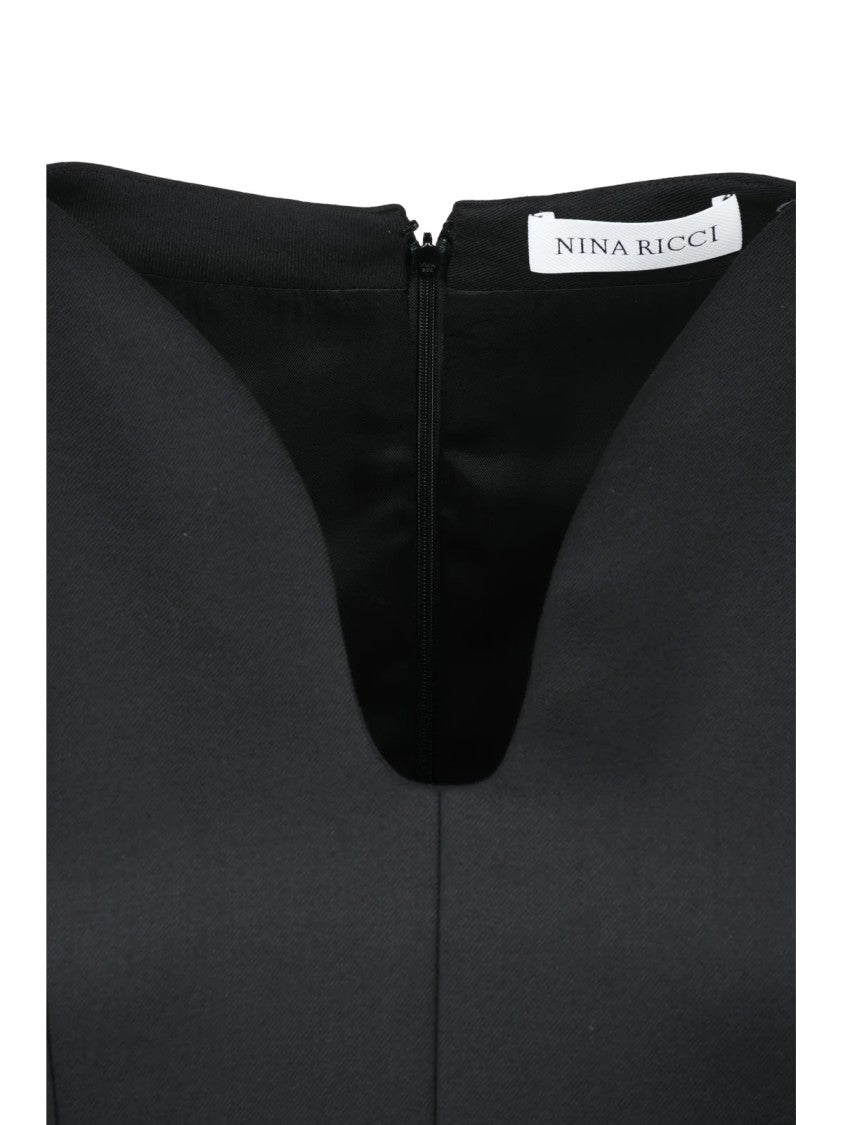 Nina Ricci Mermaid Midi Dress Wool Black