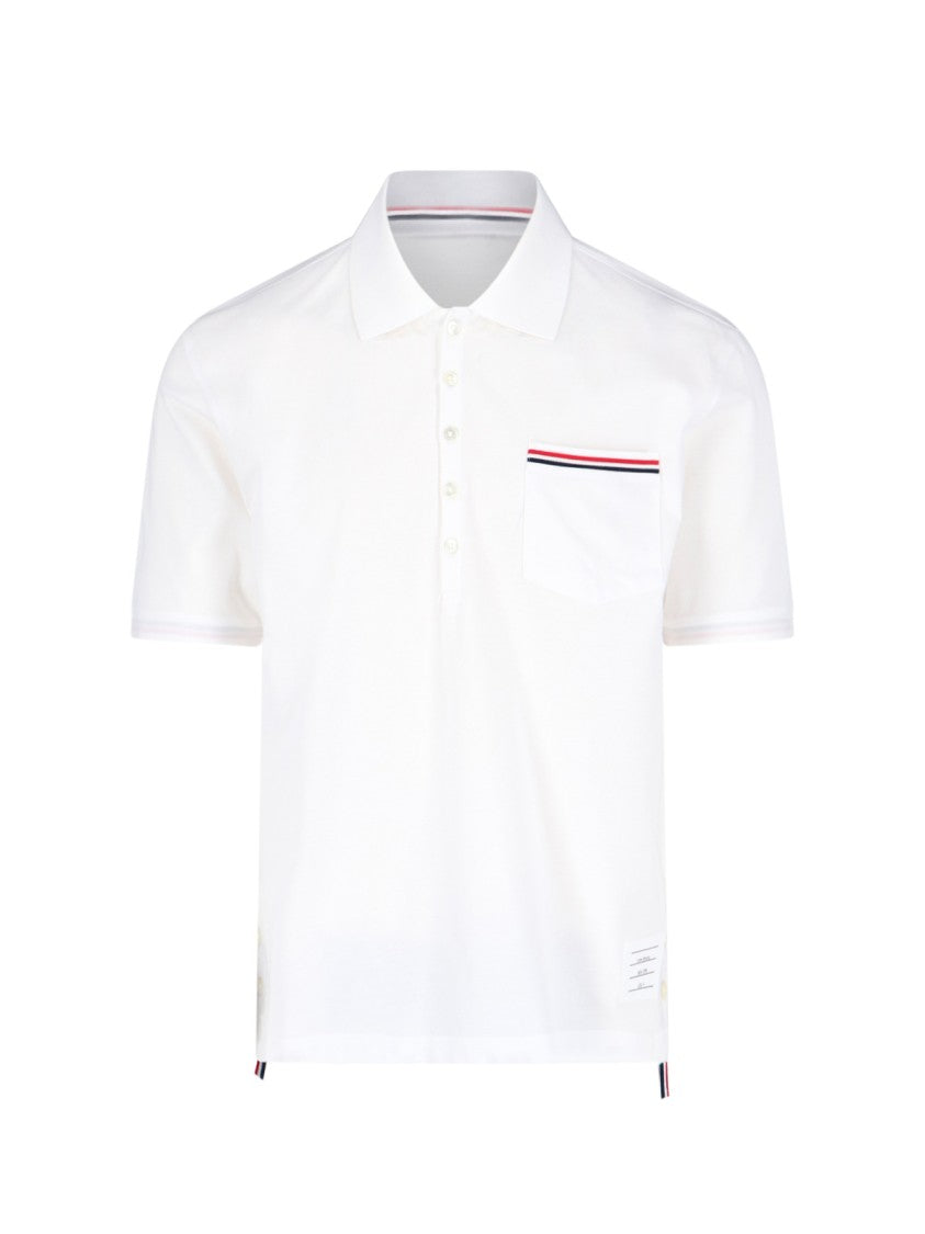 Thom Browne Pique Pocket Logo Polo – White