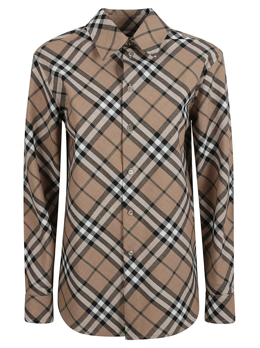 Burberry Tailored Plaid Shirt With Structured Collar