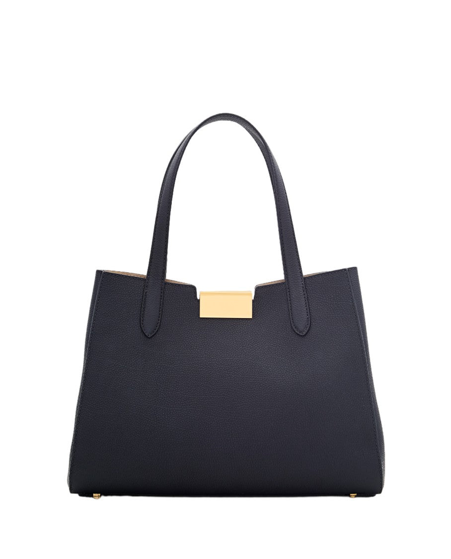 Marni Structured Leather Tote Bag With Metallic Closure