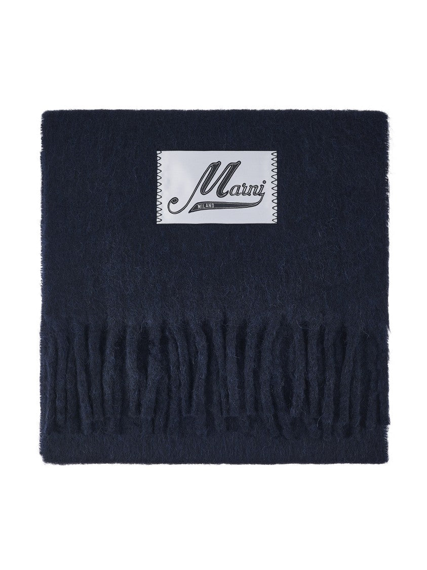 Marni Deep Navy Blue Alpaca Blend Scarf