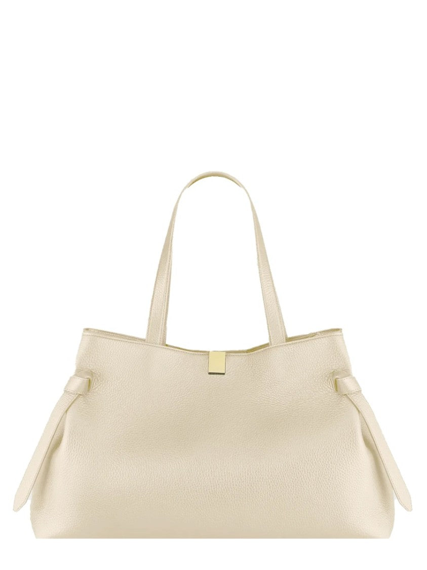 Yuzefi Textured Leather Tote Bag With Dual Top Handles