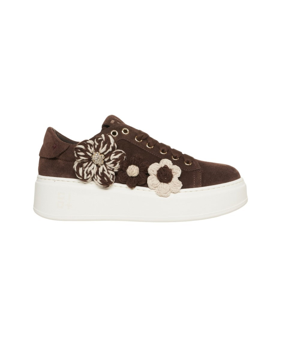 Gio+ Suede Sneakers With Decorative Floral Appliqués