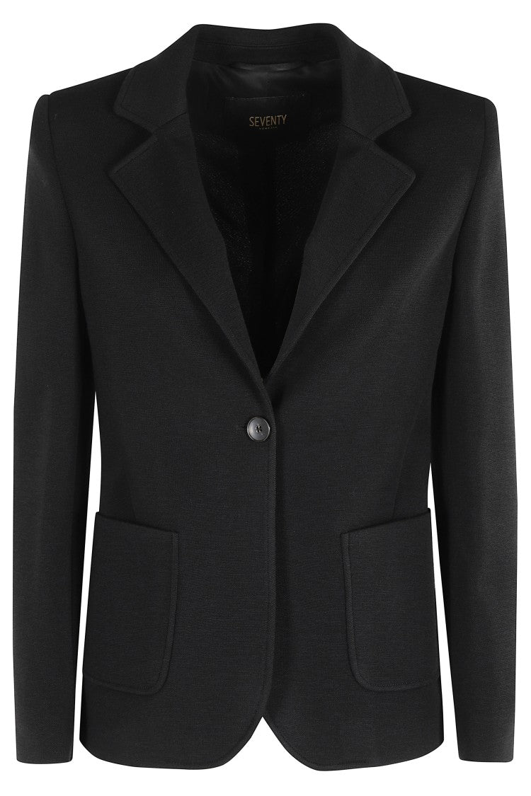Seventy Single-Breasted Black Jacket With Classic Revers Collar