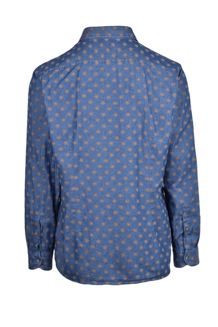 Brio Blue Brown Circular Cotton Shirt