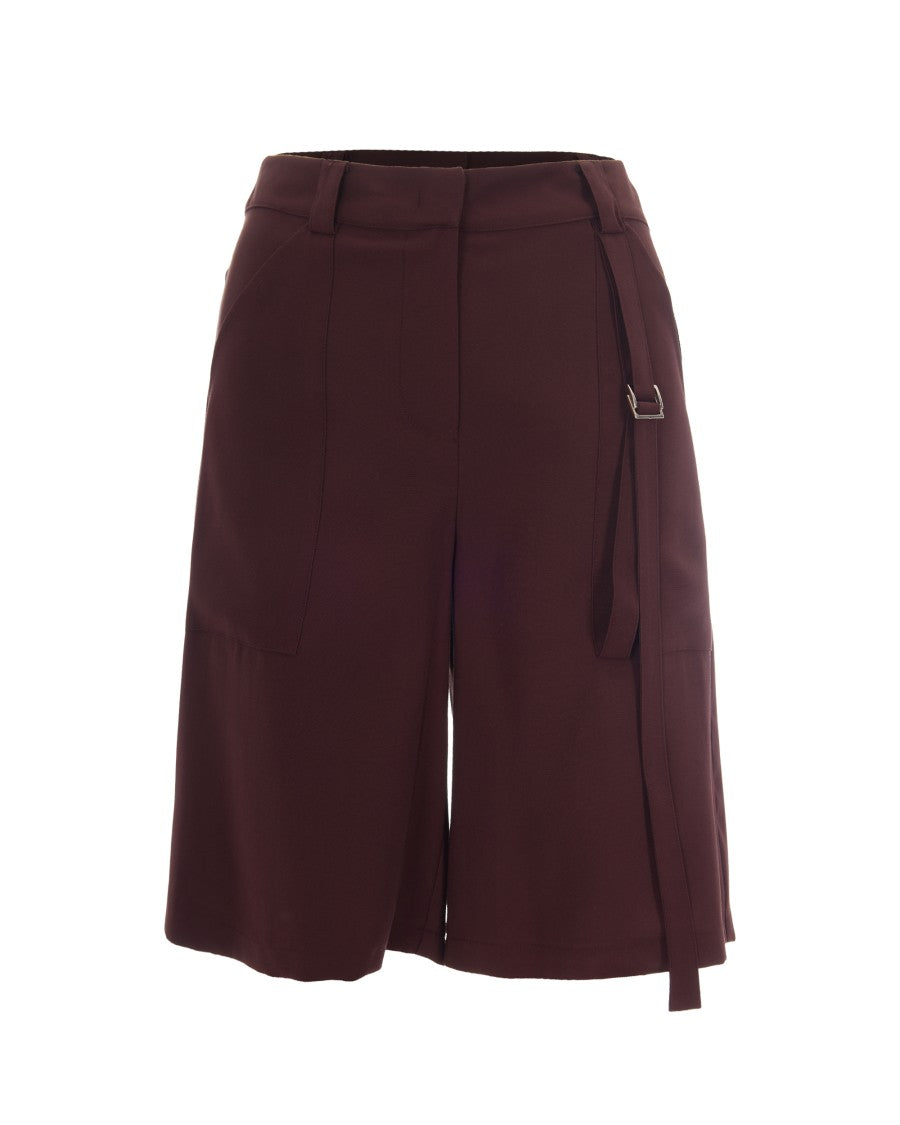 Patrizia Pepe Bermuda Tencel Shorts With Relaxed Fit And Distinctive Side Strap