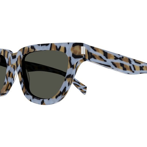 Saint Laurent Oversized Animal Print Sunglasses With Blue Frame