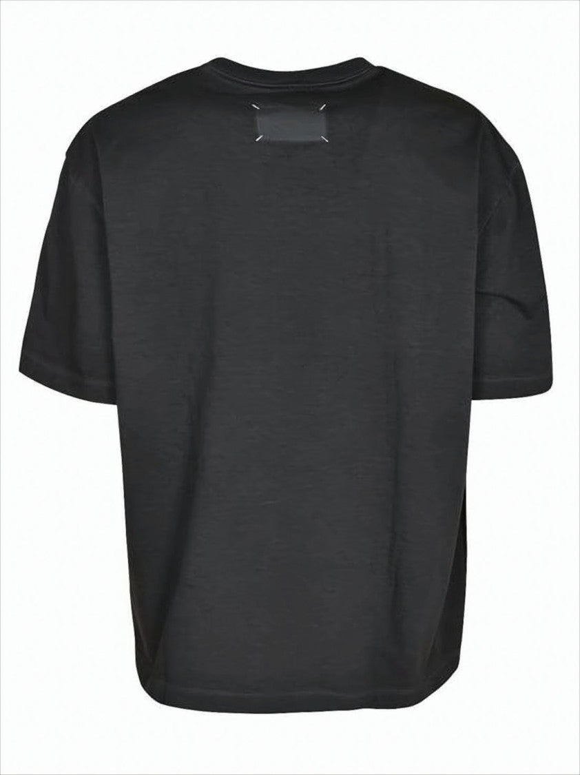 Maison Margiela Boxy Fit Black Cotton T-Shirt With Stitched Detail