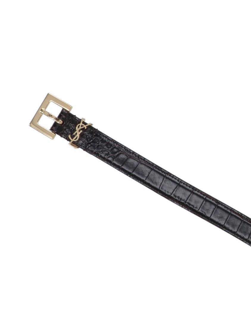 Saint Laurent Cassandre Thin Belt – Black