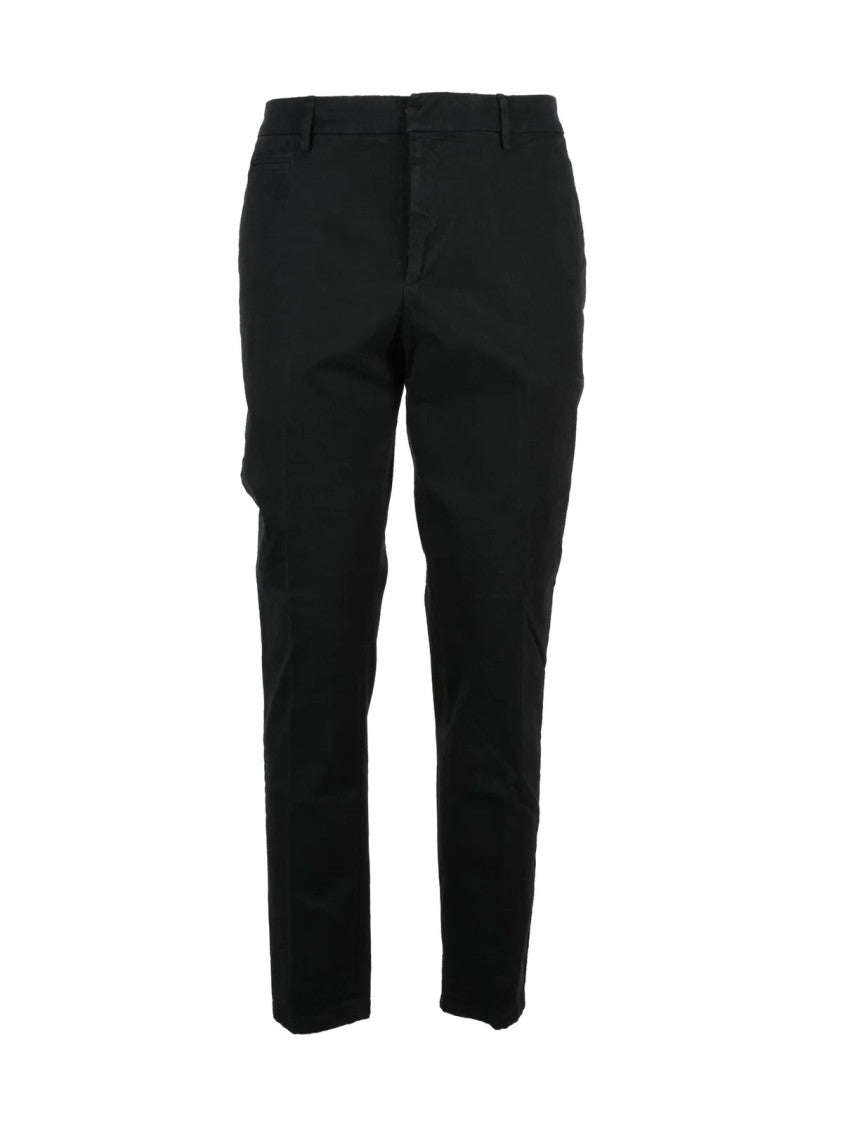 Dondup Black Tailored Stretch Cotton Trousers