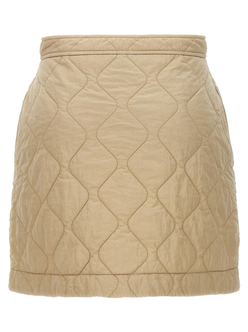 Burberry Quilted Nylon Skirt With Front Button Closure