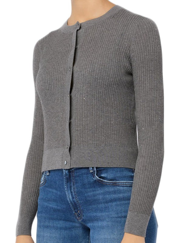 Max Mara Ribbed Silk-Wool Cardigan With Button-Down Front