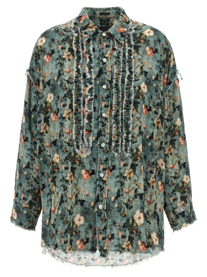 R13 Floral Ruffle Shirt