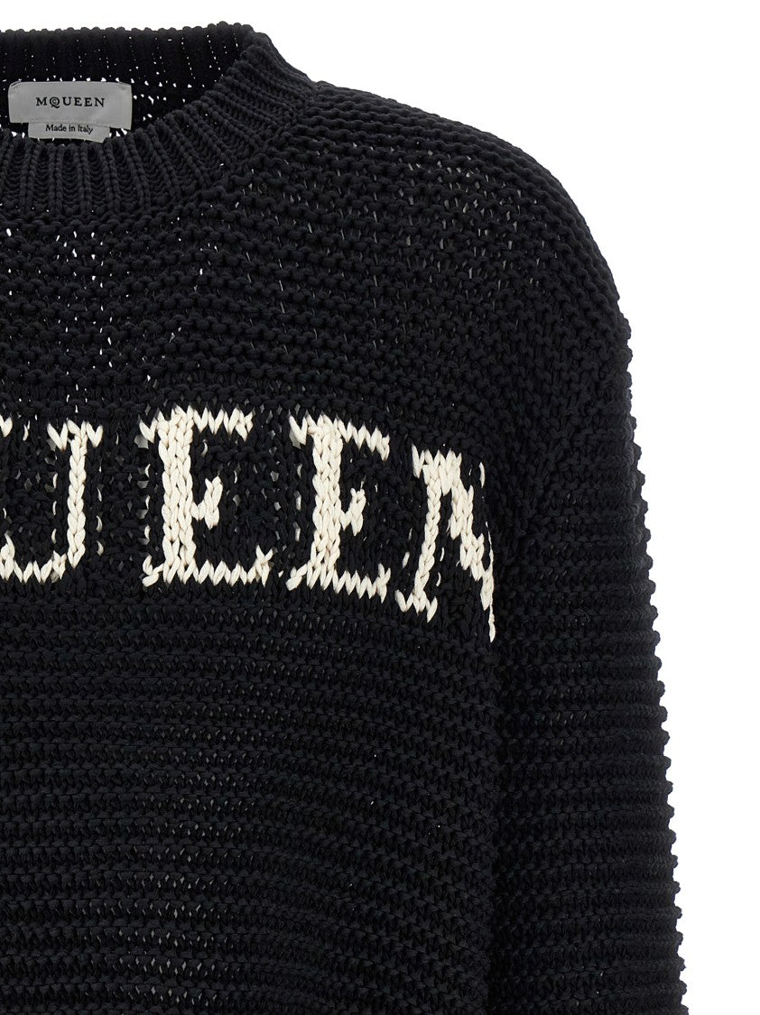 Mcqueen Textured Cotton Sweater With Inlaid Logo