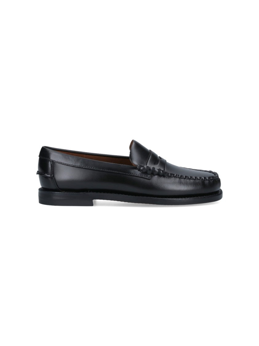 Sebago Slip-On Black Leather Moccasins With Cut-Out Detail