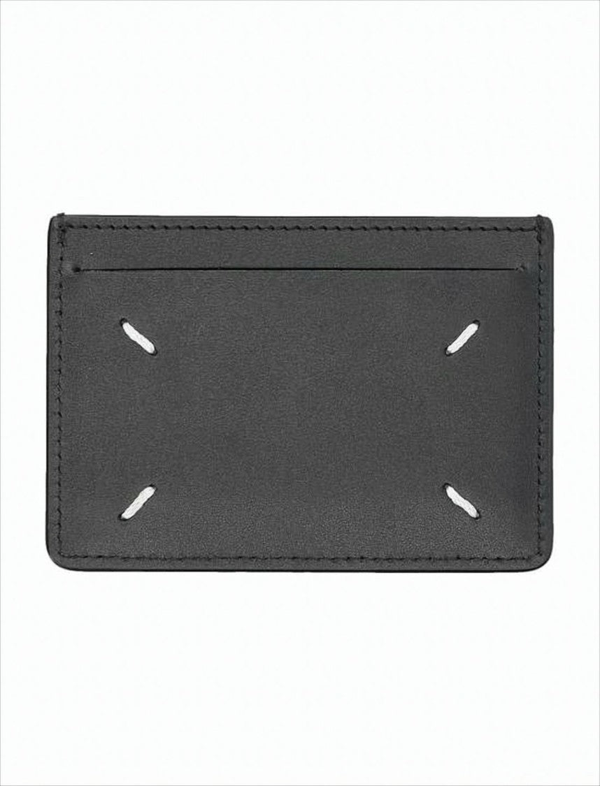Maison Margiela Textured Calf Leather Cardholder With Distinctive Stitching