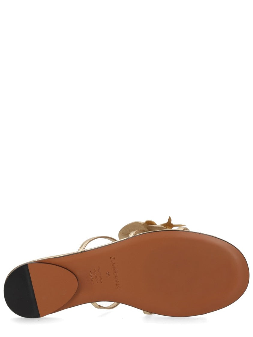 Zimmermann Orchid Metallic Gold Thin Straps Sandals