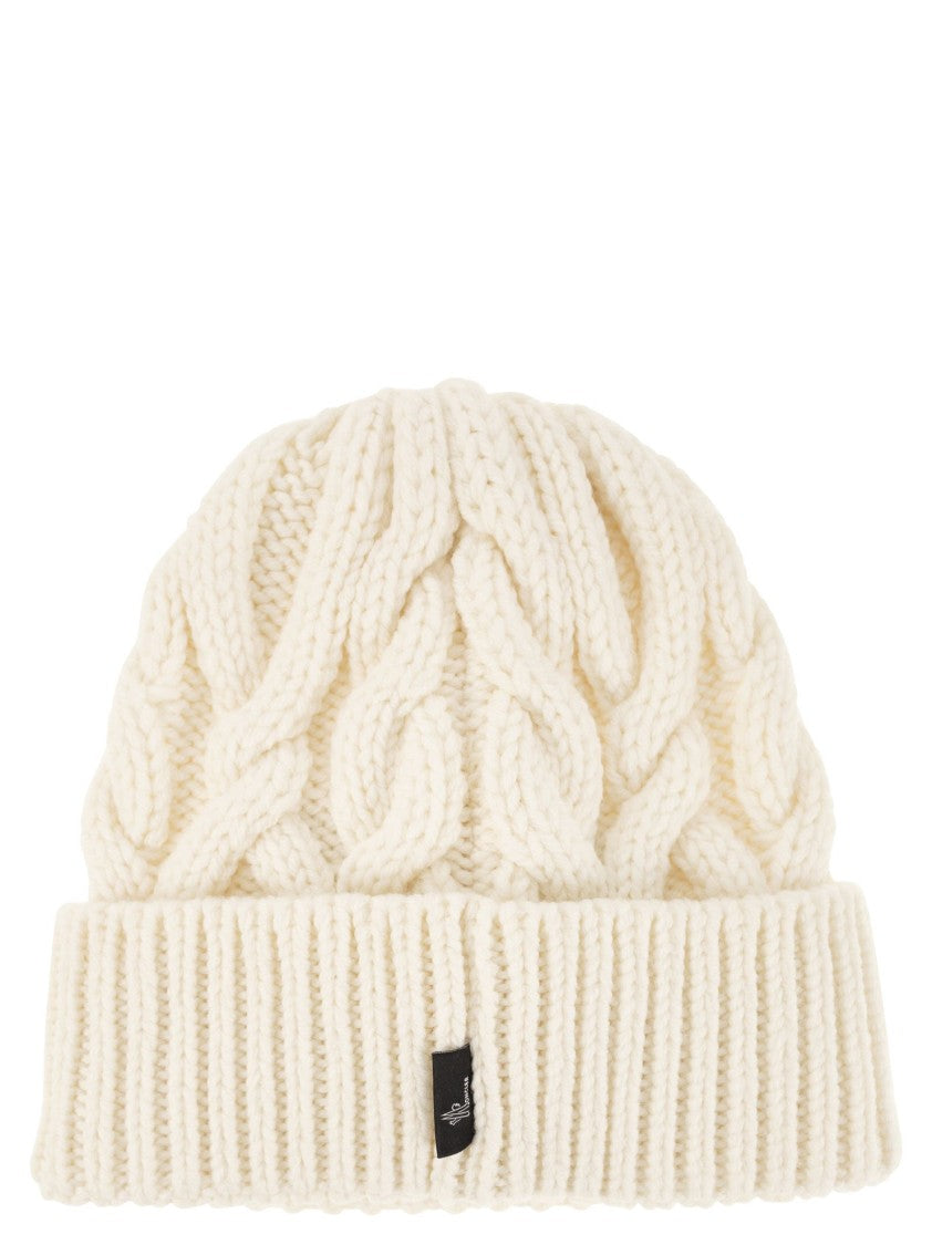 Moncler Grenoble Cable Knit Wool Cap With Ribbed Cuff