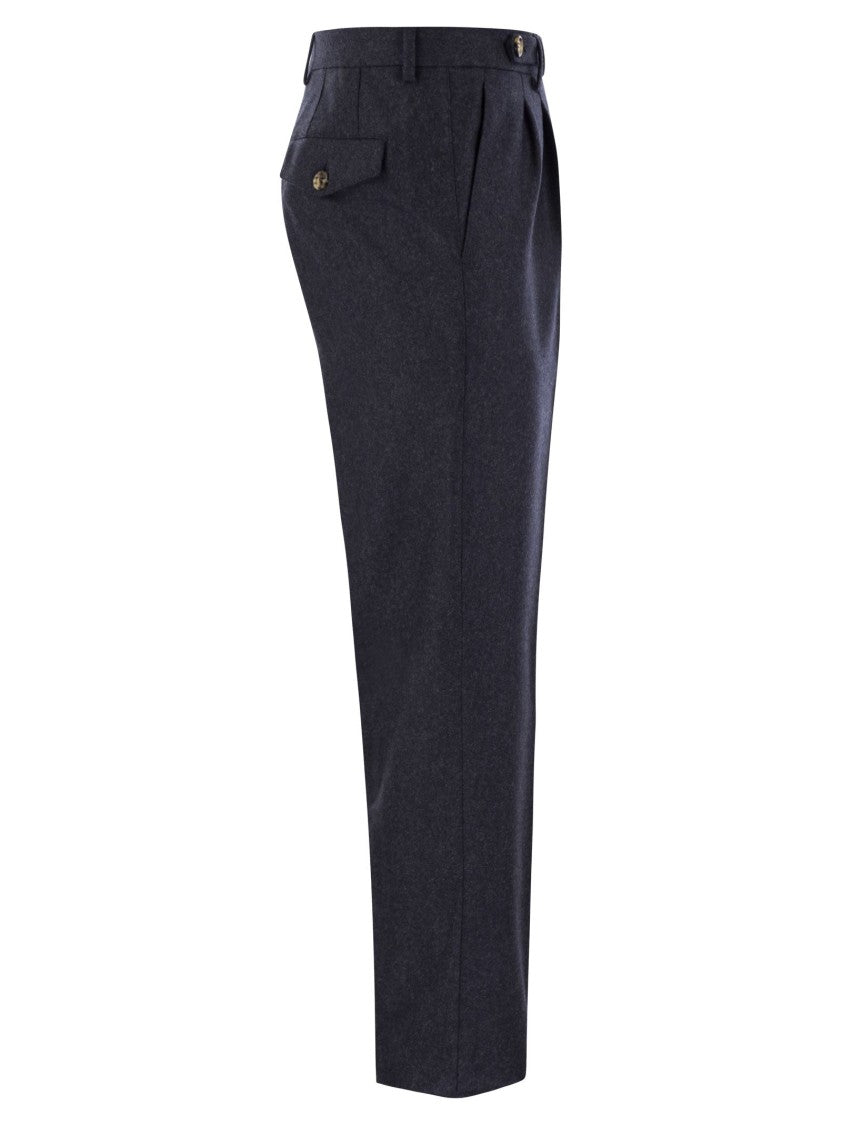 Brunello Cucinelli Leisure Fit Trousers In Virgin Wool Flannel