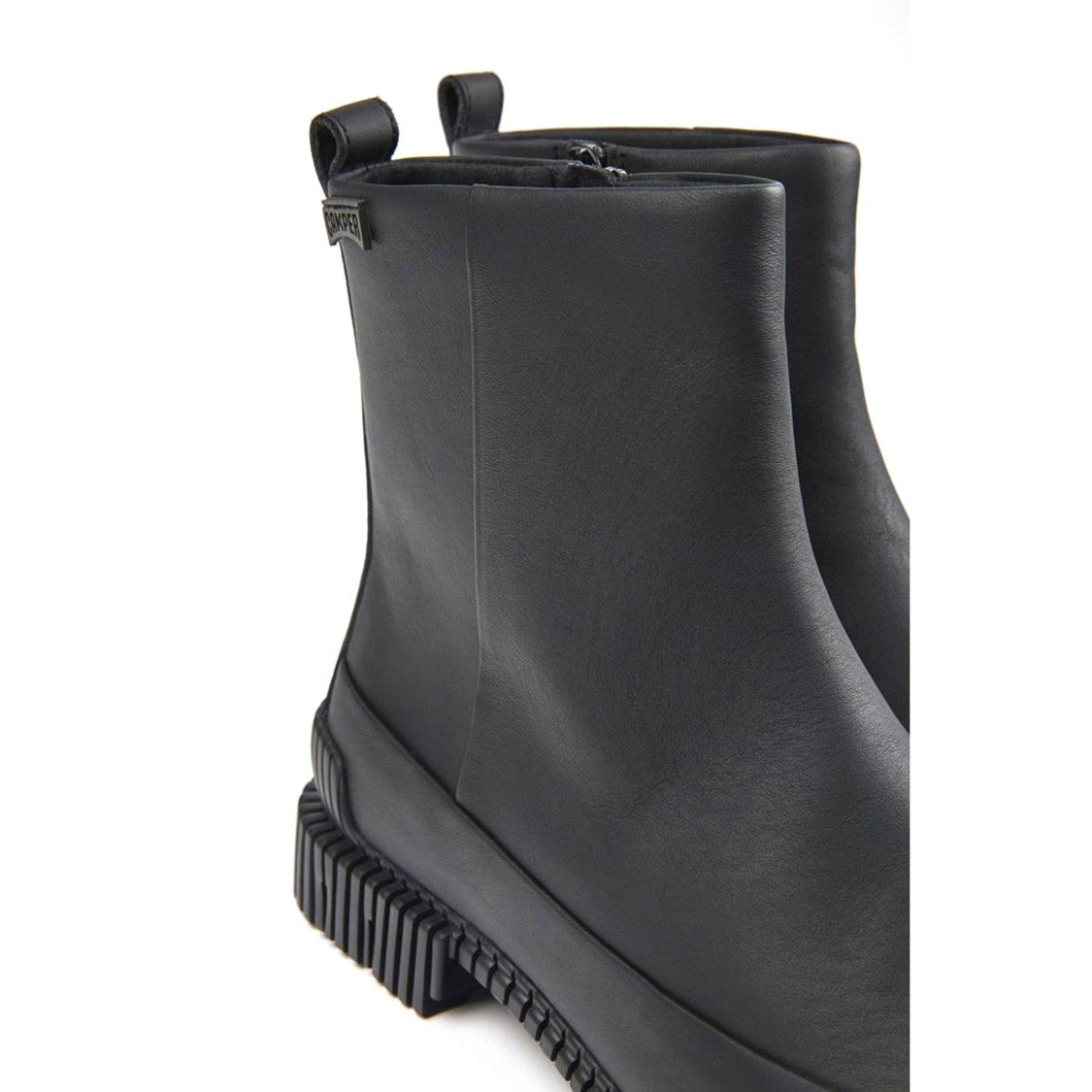 Camper Black Pix Minimalist Flat Rubber Sole Leather Ankle Boots