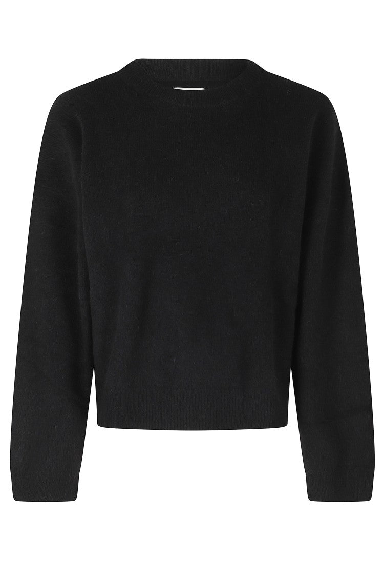 Loulou De Saison Tristan Black Wool-Yak Boxy Crewneck Sweater