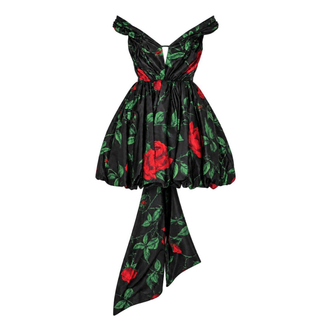 Blumarine Off-Shoulder Floral Printed Bubble Dress