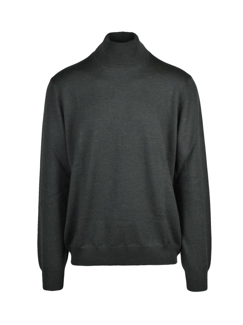 Gran Sasso Crew Neck Sweater In 100% Virgin Wool With Ribbed Finishing