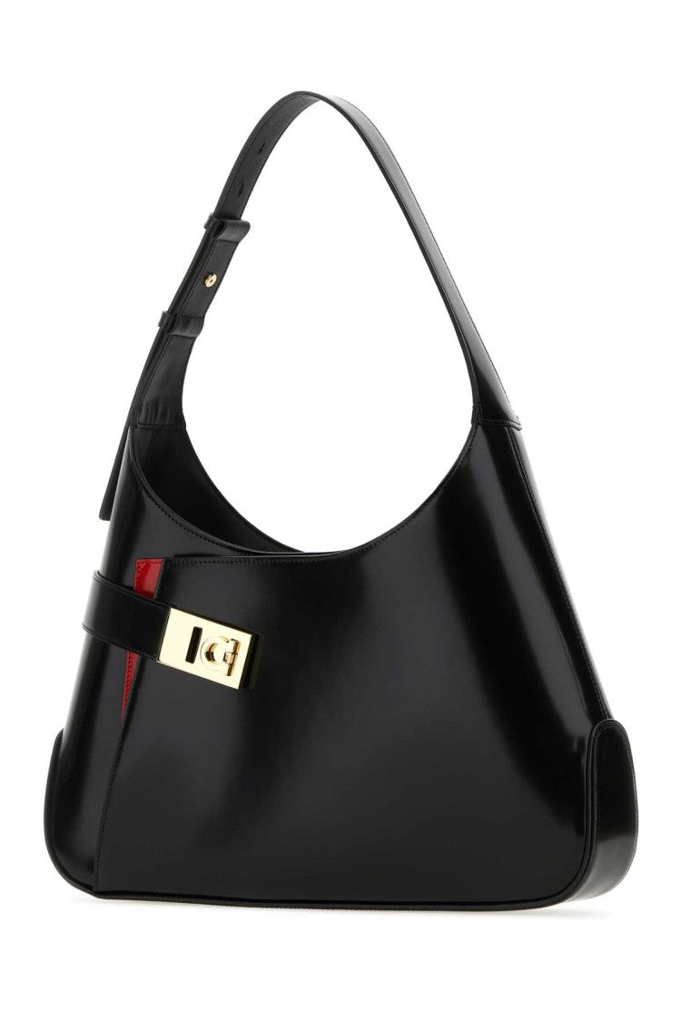Salvatore Ferragamo Black Leather Large Arch Shoulder Bag