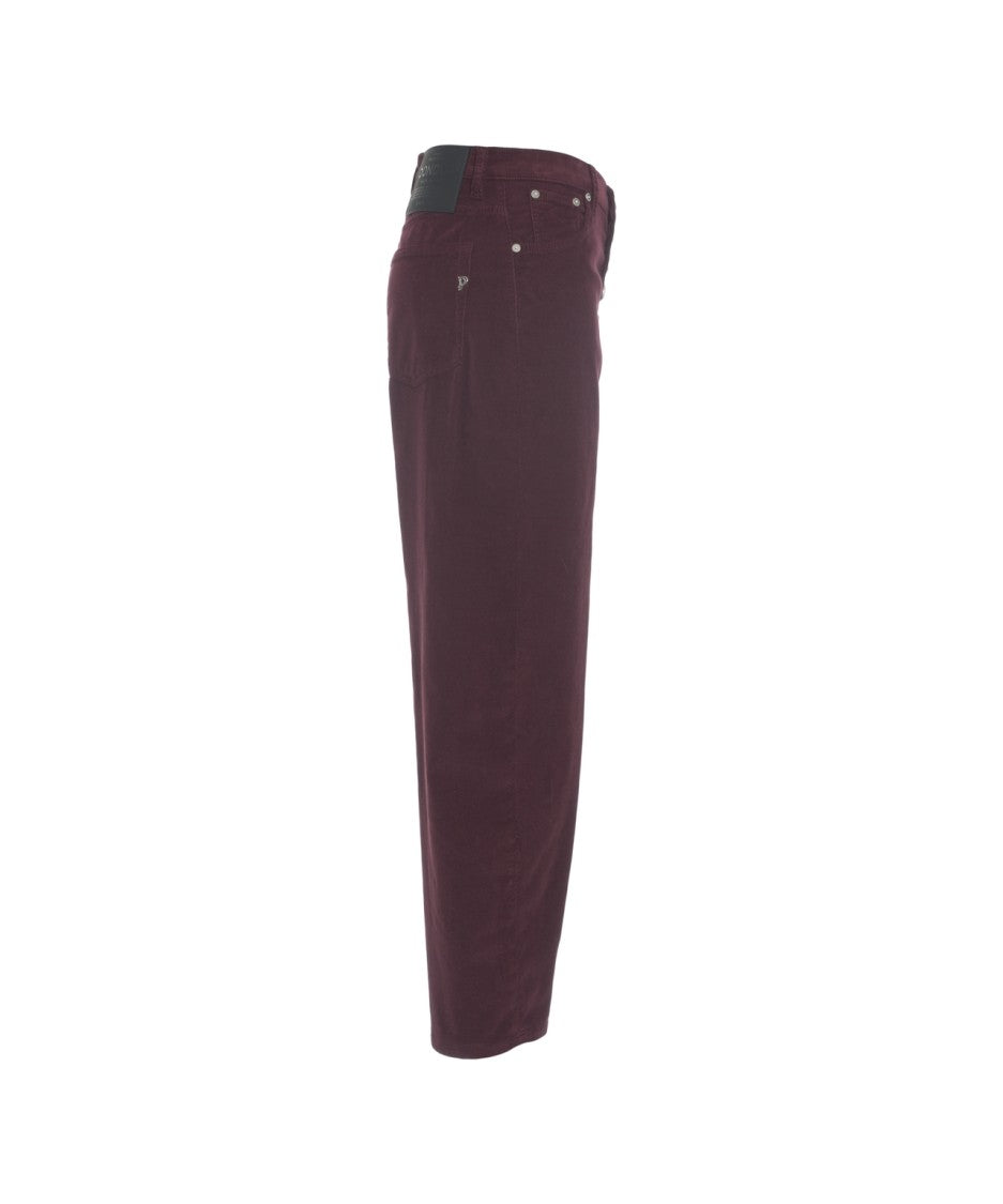 Dondup High-Waisted Burgundy Trousers With Distinctive Button Closure