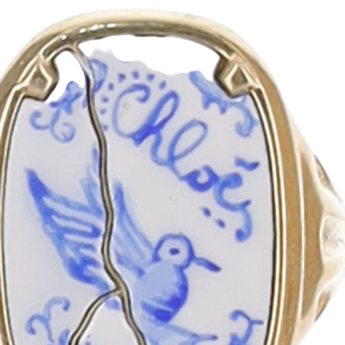 Chloé Multicolor Hummingbird Ceramic Brass Ring