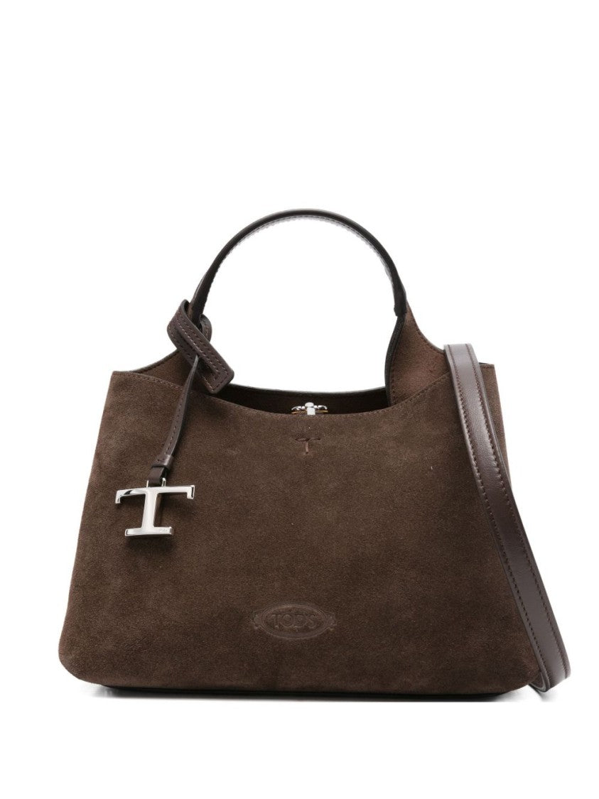 Tod's Structured Suede Handbag With Metallic Logo Charm