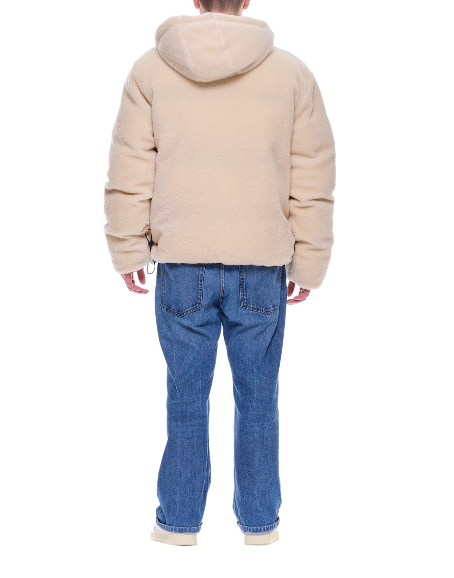 Family First Beige Teddy Bomber Jacket With Hood Zip