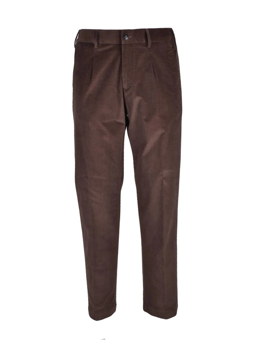 Officina 36 Brown Stretch Cotton Regular Fit Chino Pants