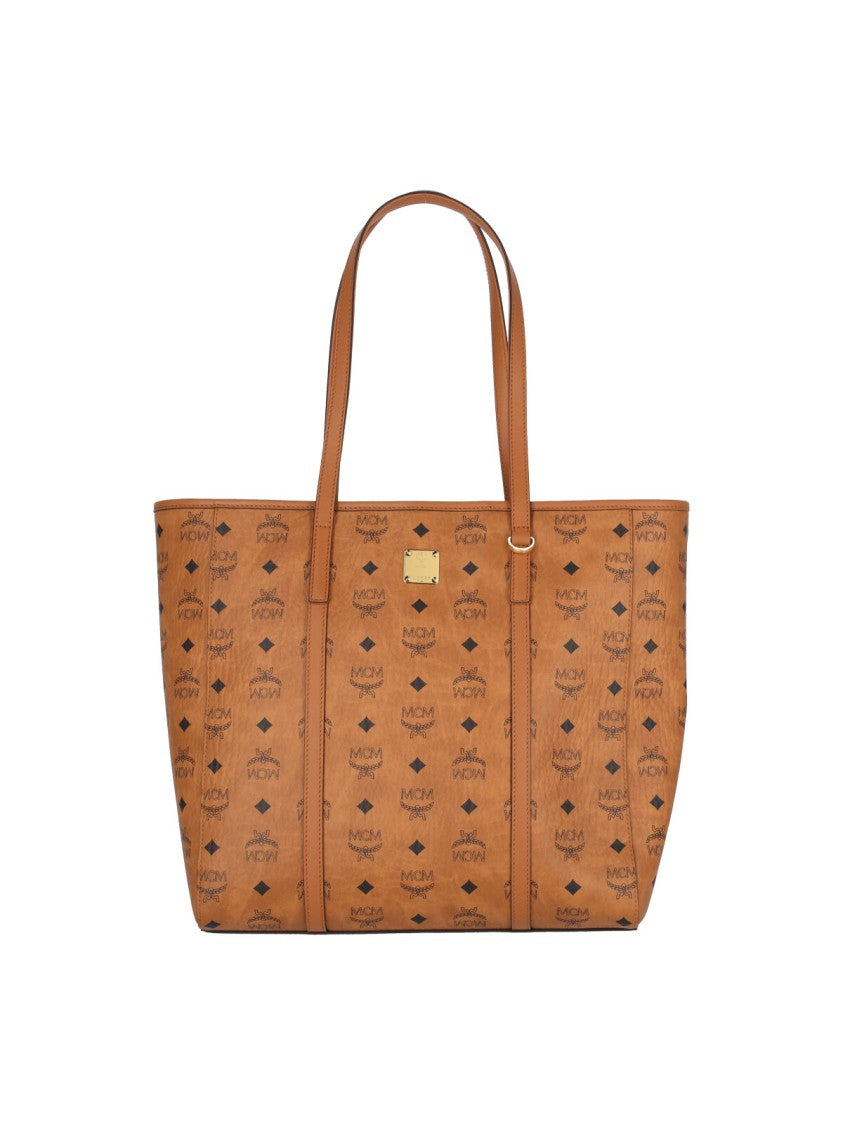 Mcm Visetos Brown Logo Tote Bag