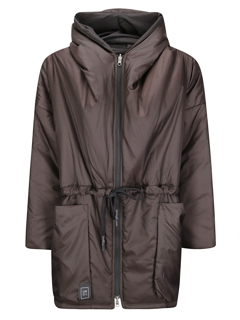 Kimono Rain Padded Sahariana Jacket With Asymmetrical Zip And Adjustable Waist