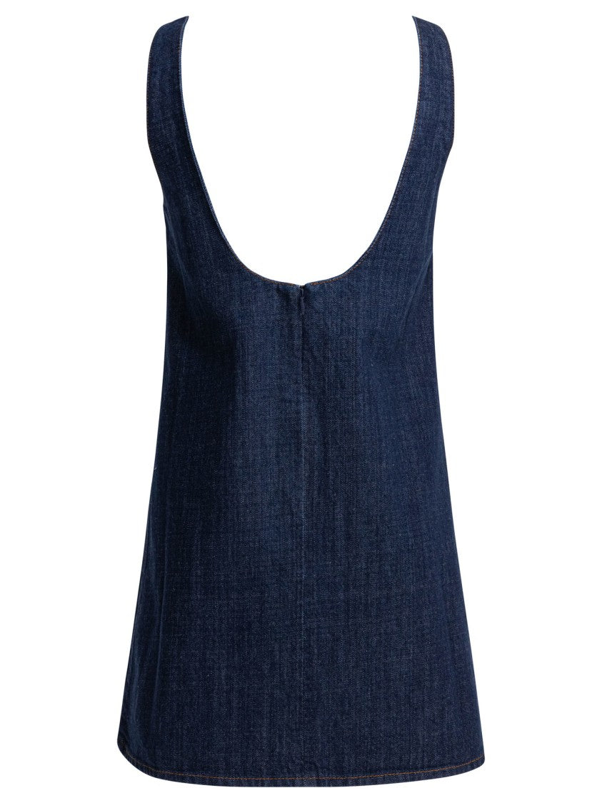 Ami Paris Sleeveless Dark Denim Mini Dress