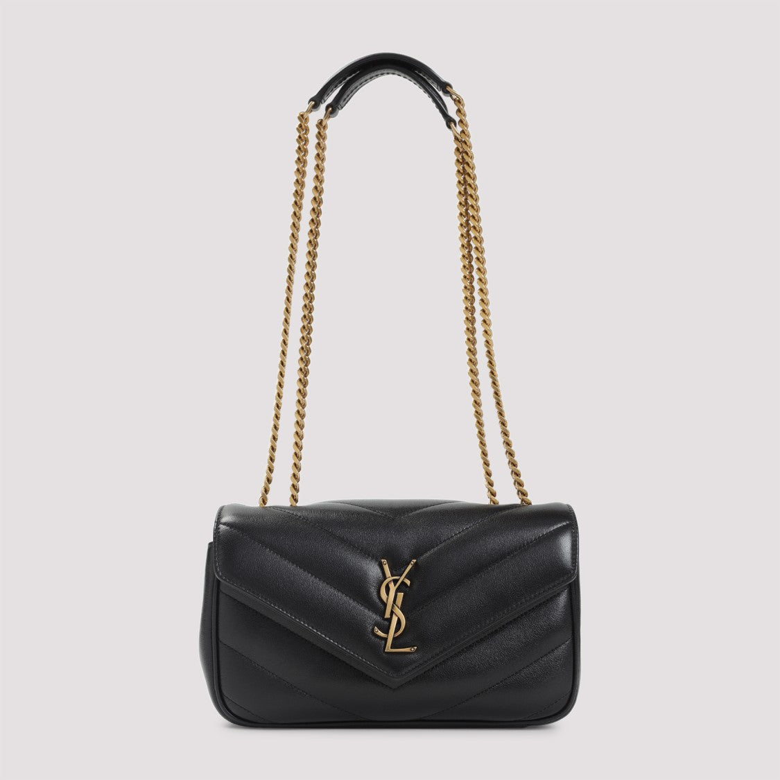 Saint Laurent Chevron Quilted Black Lamb Leather Shoulder Bag