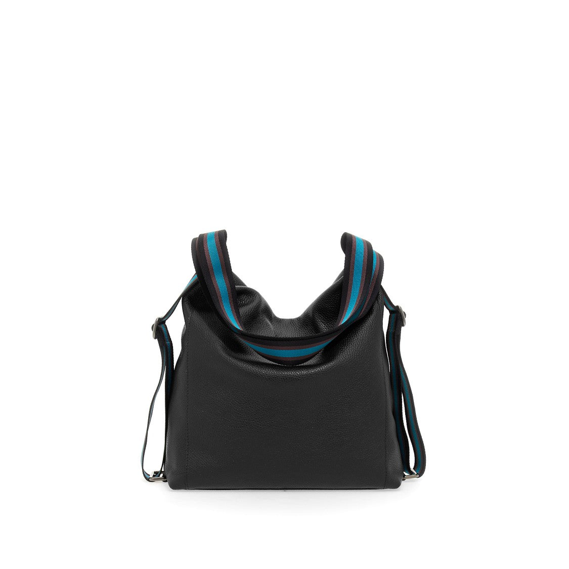 Gabs Textured Leather Shoulder Bag With Turquoise Accents