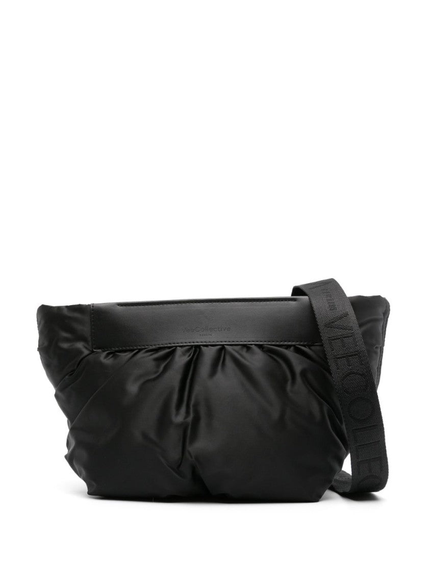 Veecollective Padded Black Clutch Bag With Adjustable Strap