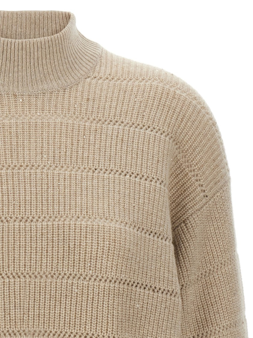 Brunello Cucinelli Rustic Dazzling Net' Cropped Sweater