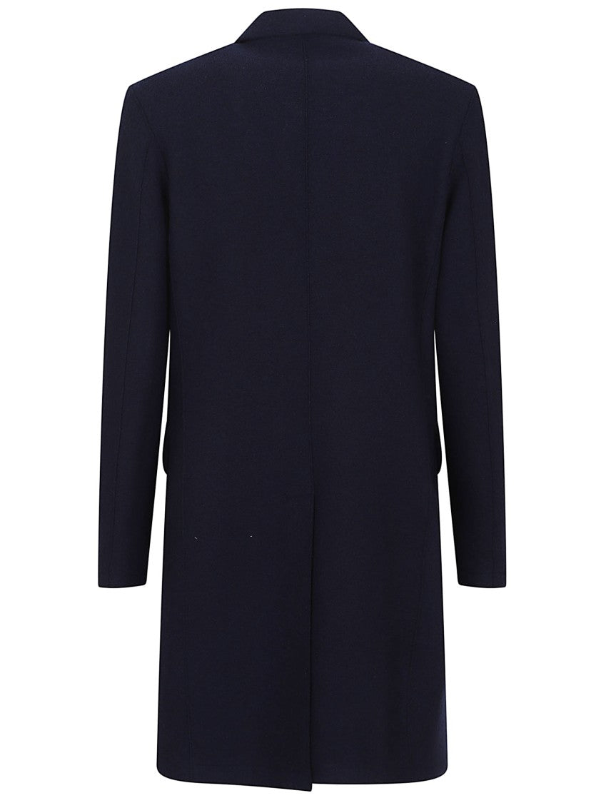 Eleventy Single-Breasted Navy Wool Coat