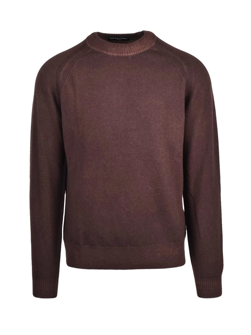 Daniele Fiesoli Crewneck Pullover With Raglan Sleeves In Rich Brown