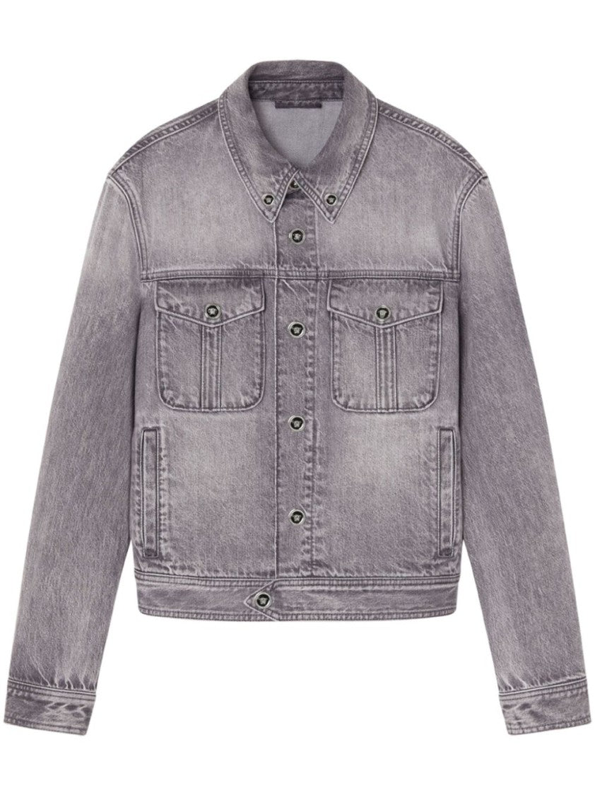 Versace Light Grey Cotton Denim Jacket